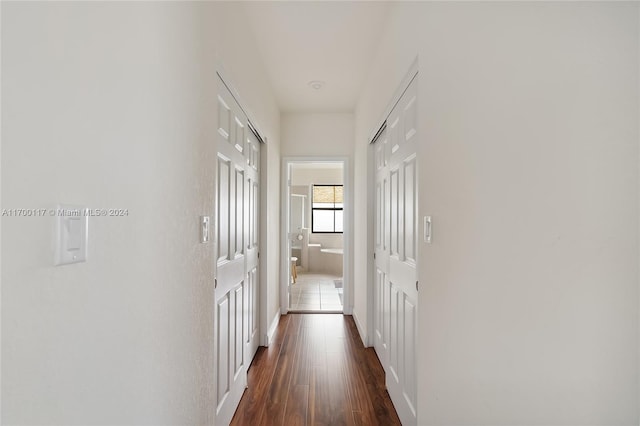 hallway featuring dark hardwood / wood-style floors