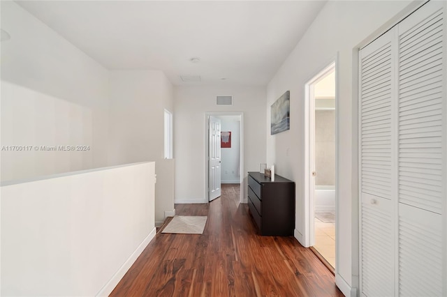 hall featuring dark hardwood / wood-style flooring