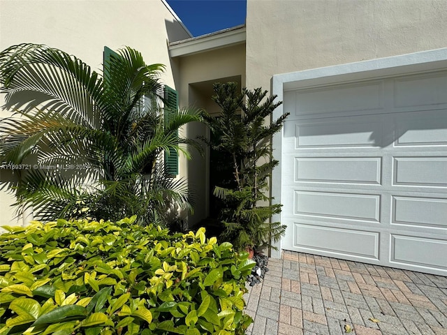 exterior space featuring a garage