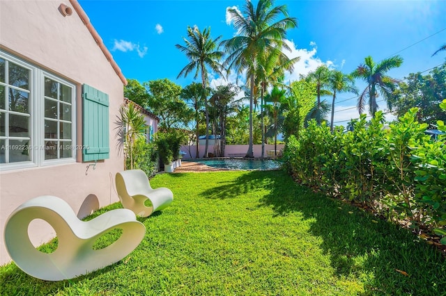 view of yard featuring a fenced backyard