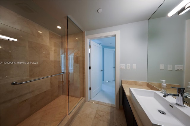 bathroom featuring sink and walk in shower