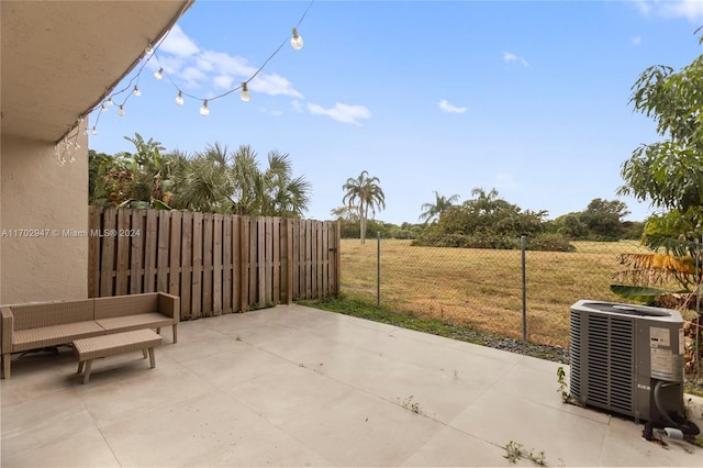 view of patio featuring central AC unit