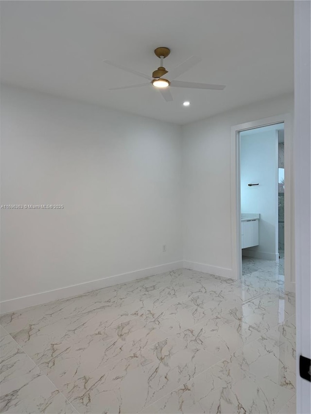 unfurnished room featuring ceiling fan