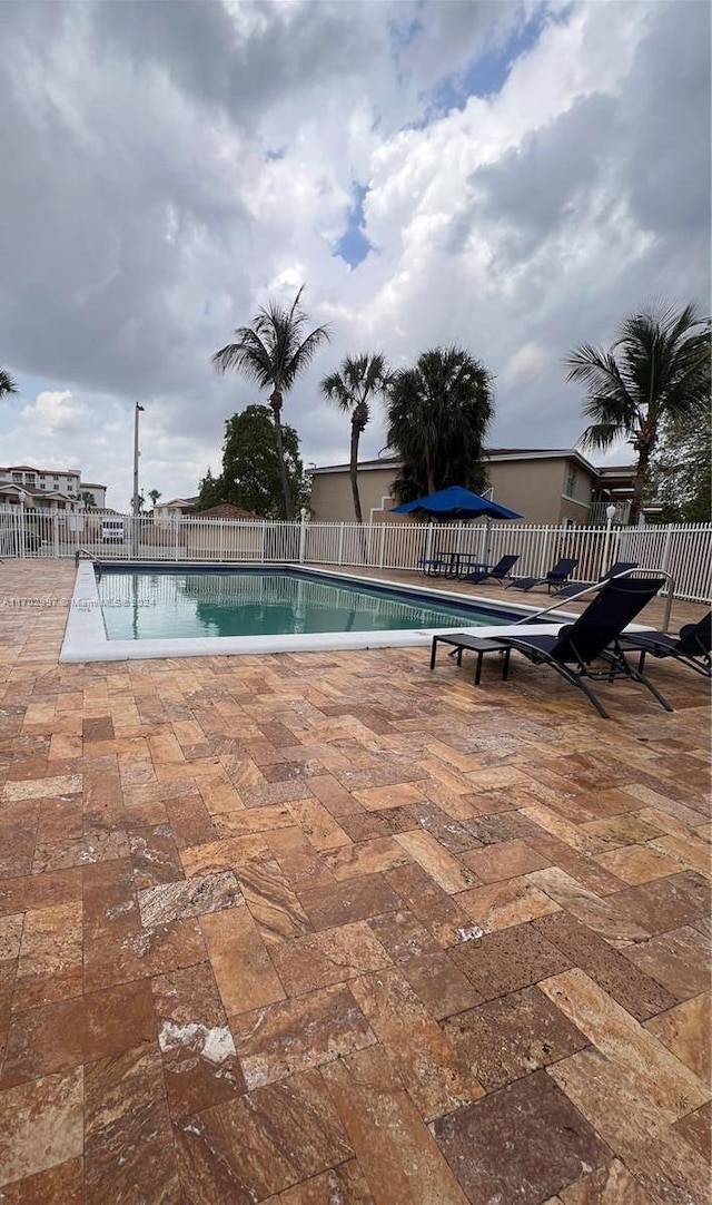 view of swimming pool with a patio