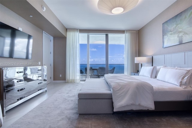 bedroom with a water view