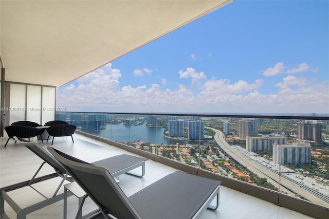 balcony with a water view