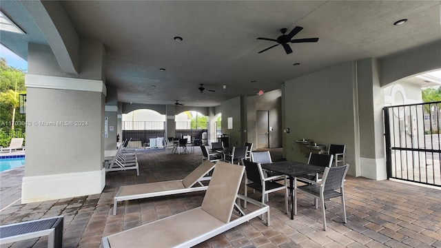 view of patio with ceiling fan