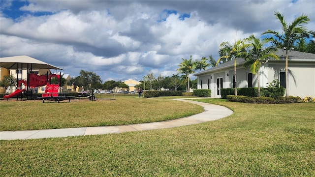 view of yard featuring a playground