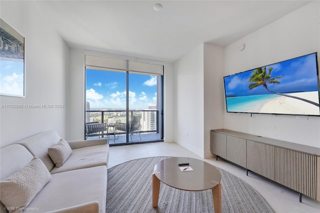 view of tiled living room