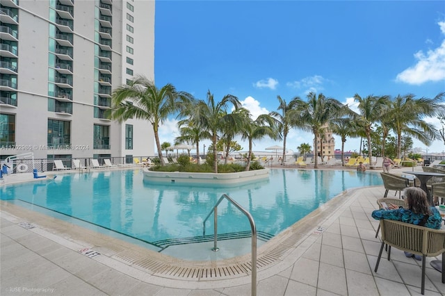 view of pool featuring a patio area