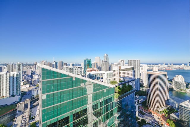 property's view of city featuring a water view