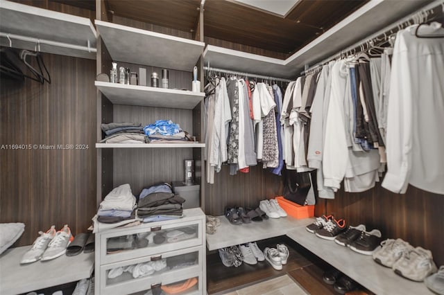 spacious closet with wood-type flooring