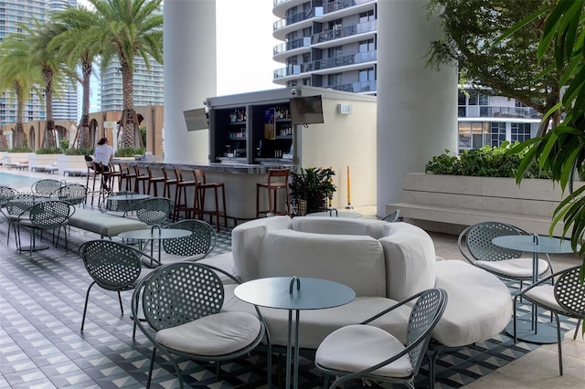 view of patio / terrace with a bar