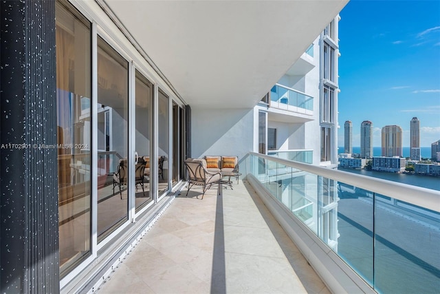 balcony with a water view