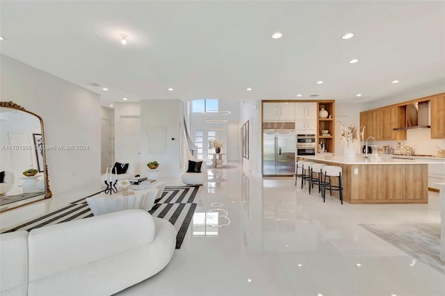 view of tiled living room