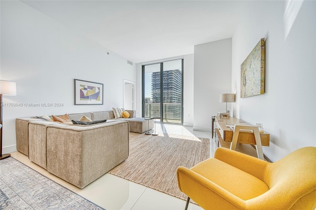 living room featuring expansive windows