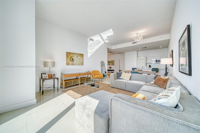 view of tiled living room