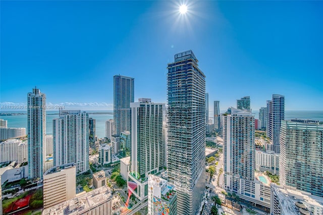 view of city with a water view