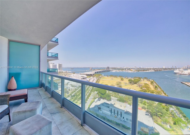 balcony with a water view