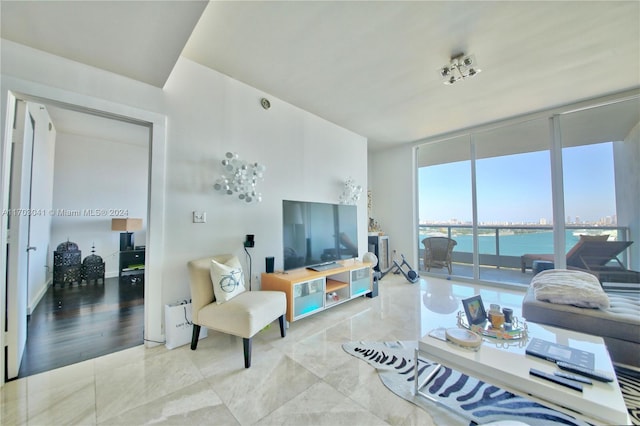 living room featuring light hardwood / wood-style flooring