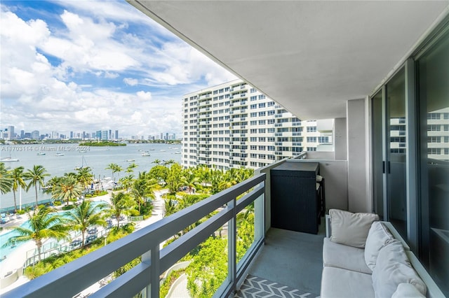 balcony with a water view