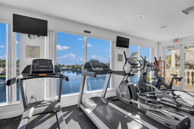 exercise room with plenty of natural light