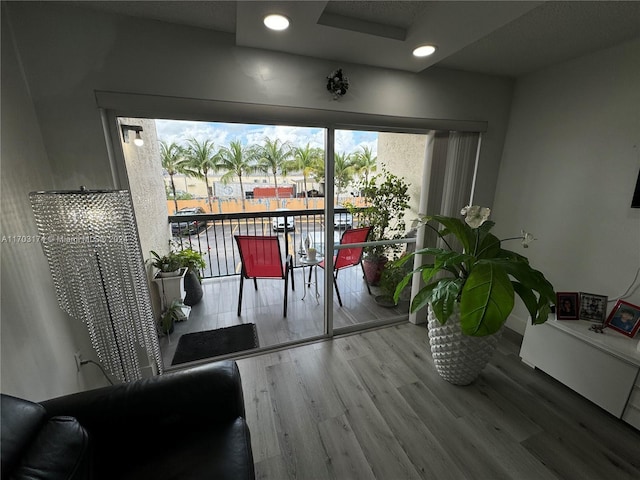 interior space with hardwood / wood-style flooring