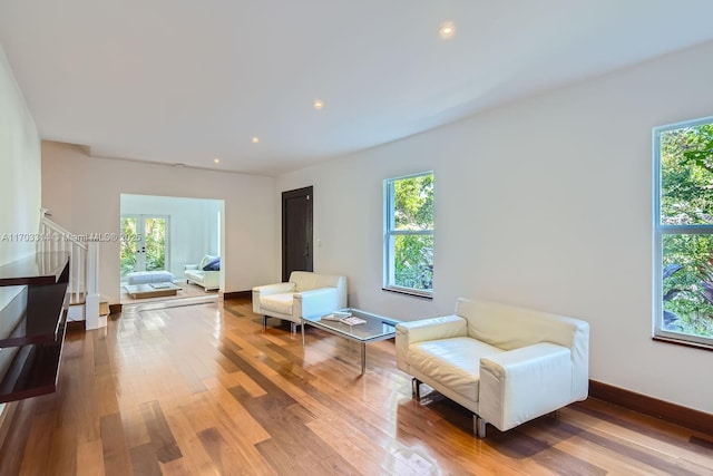 living area featuring hardwood / wood-style flooring