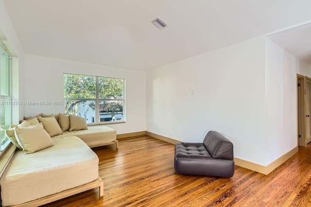 living room with hardwood / wood-style floors