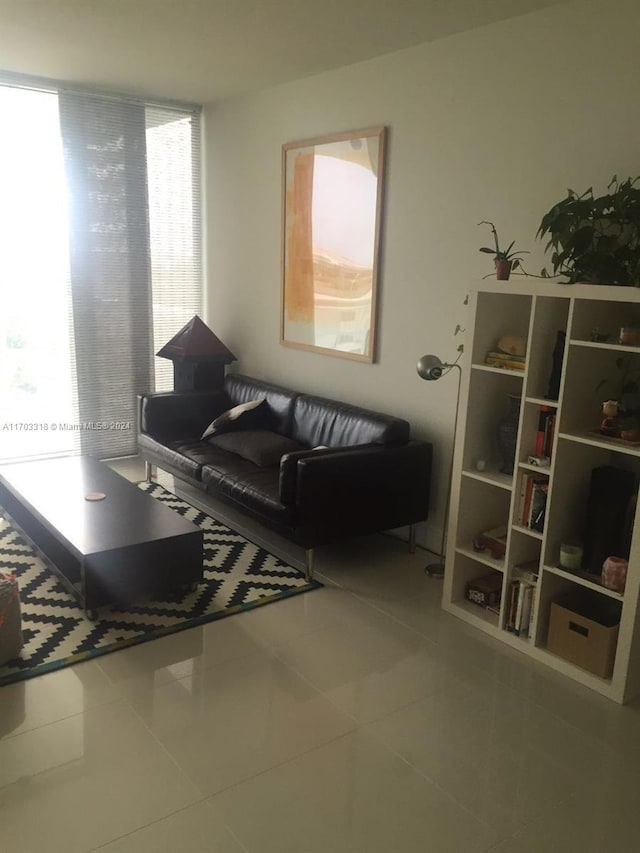 view of tiled living room