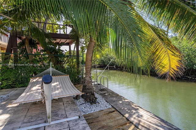 dock area featuring a water view