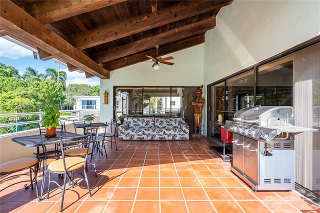 view of patio / terrace featuring grilling area and ceiling fan