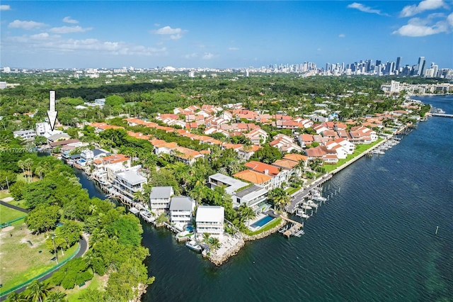 bird's eye view featuring a water view