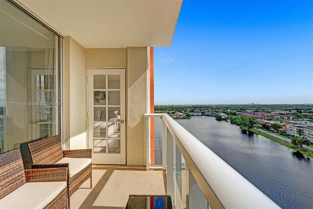 balcony with a water view