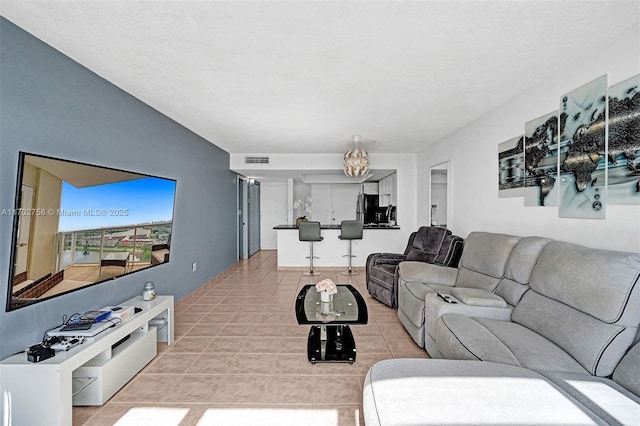 view of tiled living room