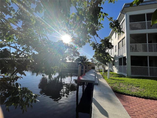 view of dock featuring a water view