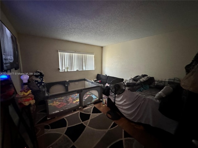 living room with a textured ceiling