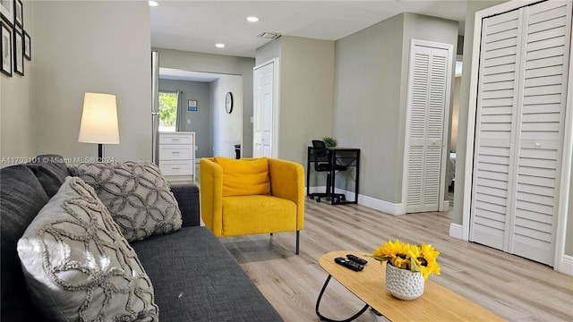 living room featuring light hardwood / wood-style floors