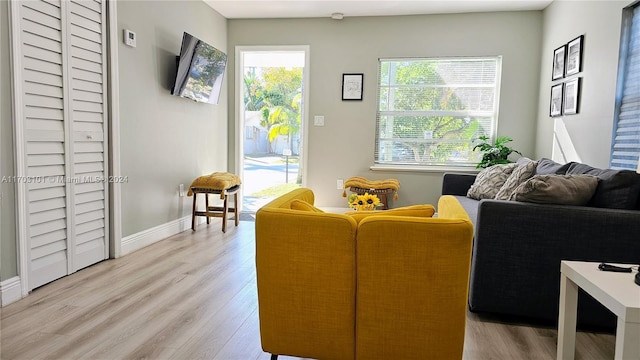 living area featuring light hardwood / wood-style flooring