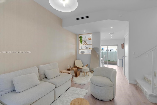 living room featuring light wood-type flooring