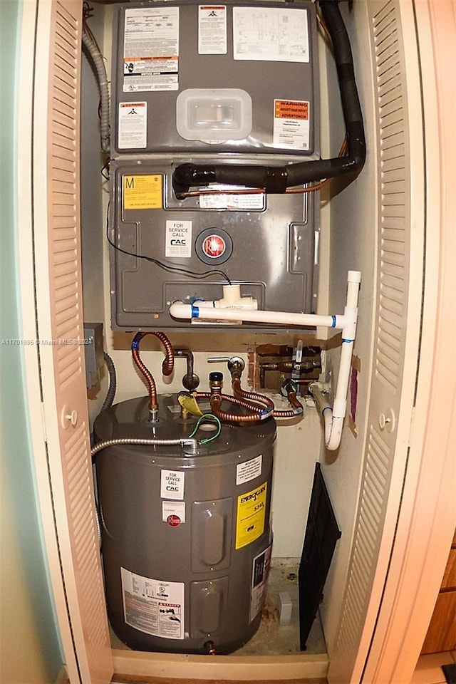 utility room with water heater