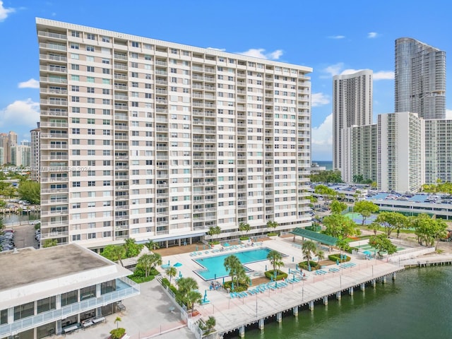 view of property with a water view