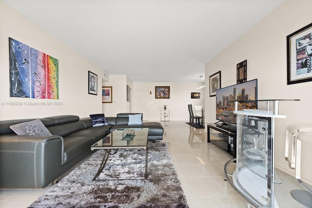 view of tiled living room