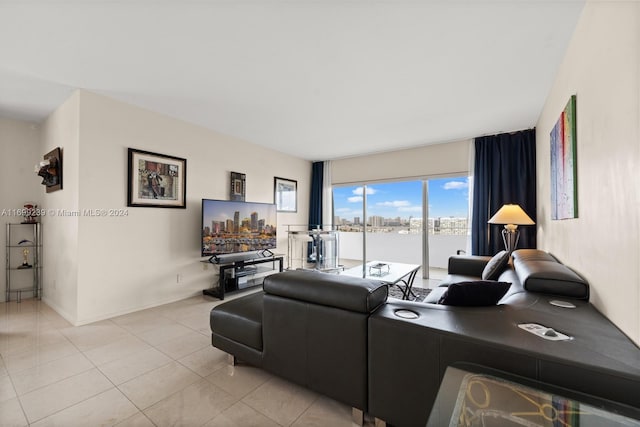 view of tiled living room