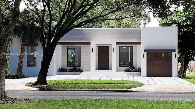 contemporary home with a garage