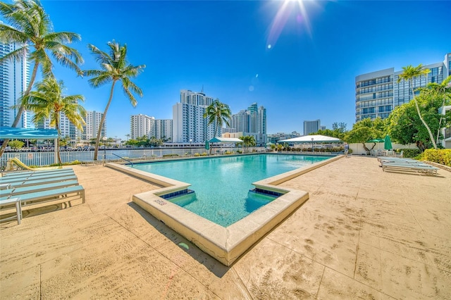 view of pool with a patio area