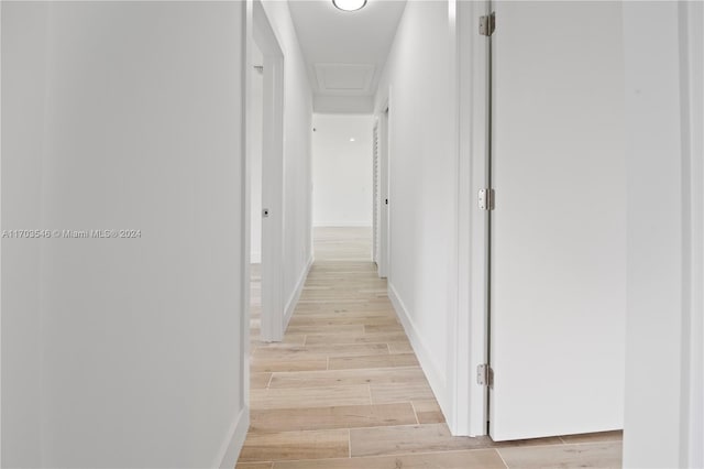 hall featuring light wood-type flooring