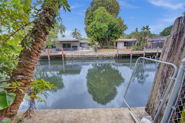 view of dock featuring a water view