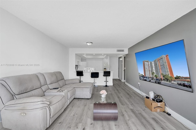 living room featuring light hardwood / wood-style flooring