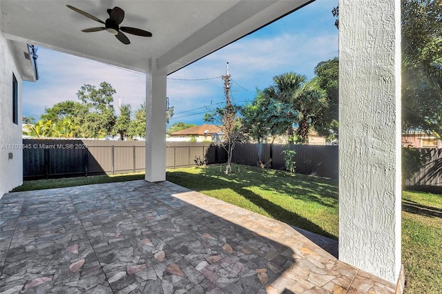 view of patio / terrace with ceiling fan